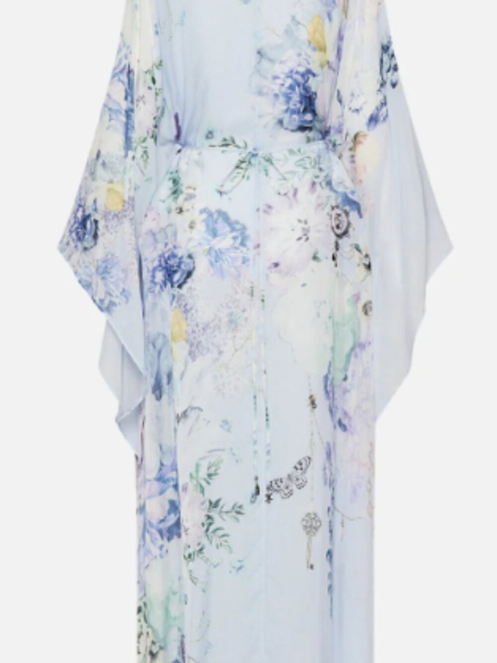 Camilla Long Silk Kaftan Dress With Waist Detail, Butterfloria, NWT, OS - Picture 2 of 2